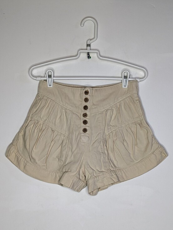 Free People Pants - We The Free Free People Fleur Cream Cotton Button Accent Pull On Shorts XS
